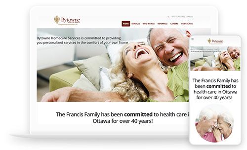 Bytowne Homecare website on laptop and phone