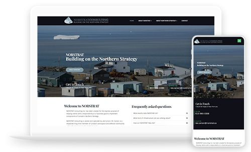 Norstrat Consulting website on laptop and phone