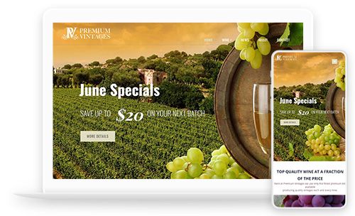 Premium Vintages website on laptop and phone