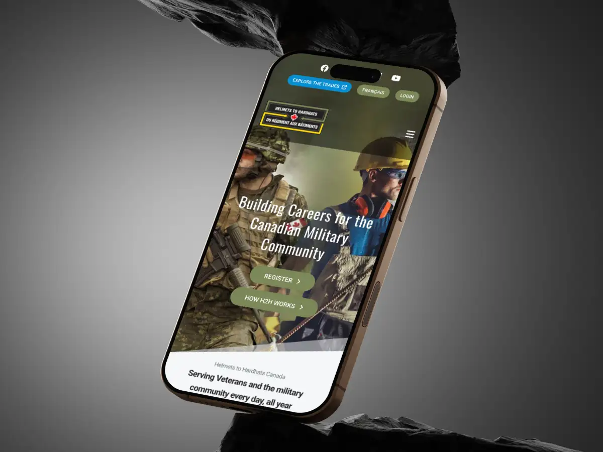 Helmets to Hardhats responsive website design showing career resources page on desktop