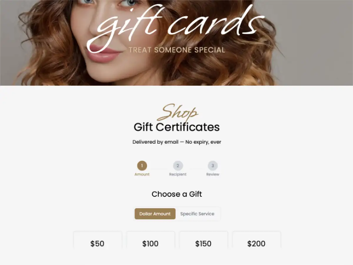 Gift certificate purchase flow