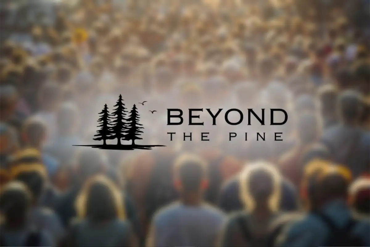 Distinctive brand logo overlaid on a blurred crowd, representing standing out in a crowded market