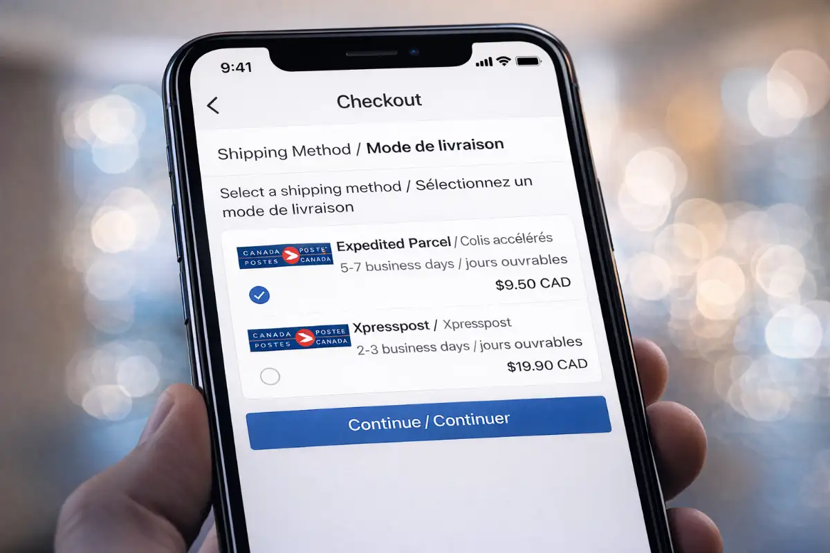 Bilingual English and French online store with Canadian shipping options