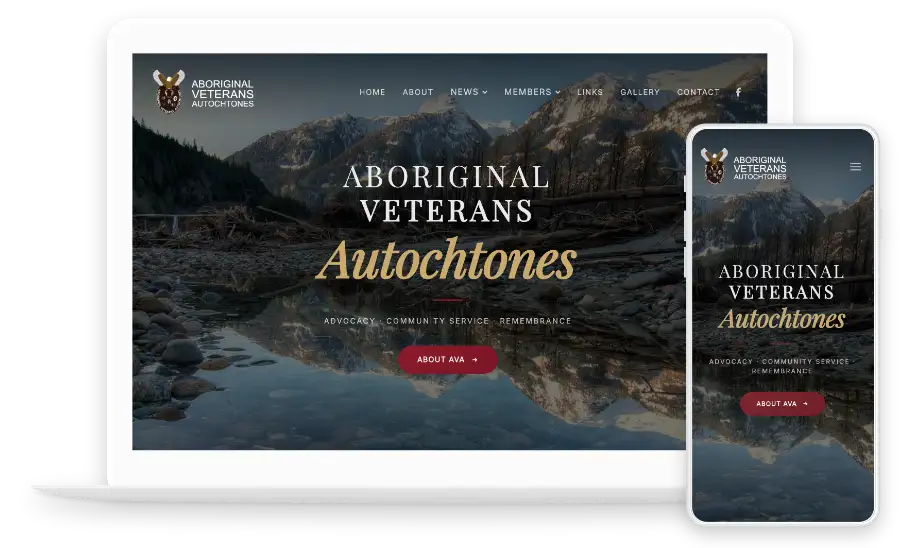 Aboriginal Veterans Autochtones rebuilt website on laptop and phone