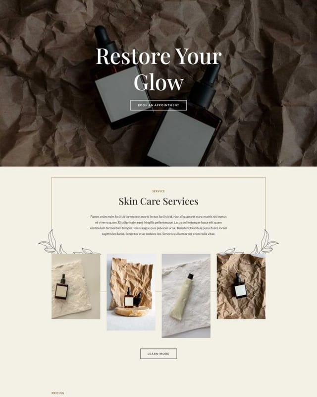 Esthetician & Spa website template