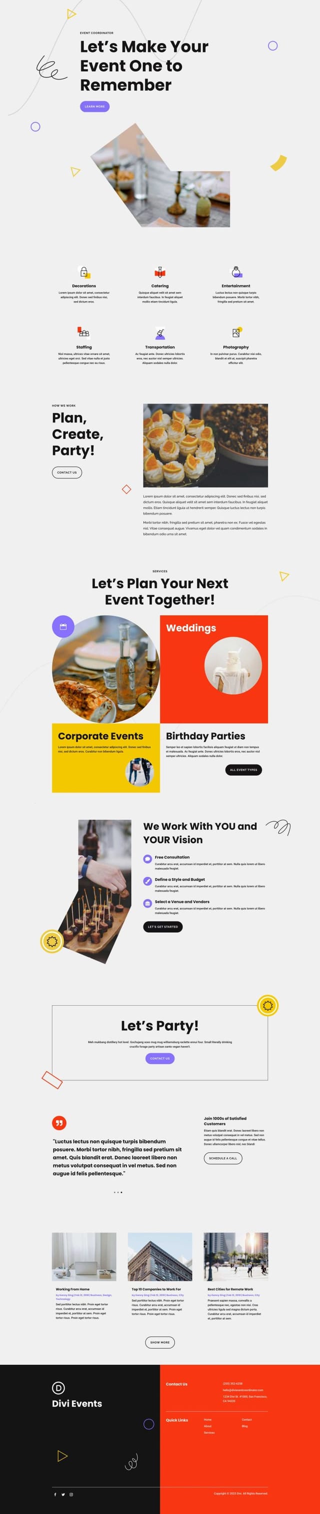 Event Planning website template