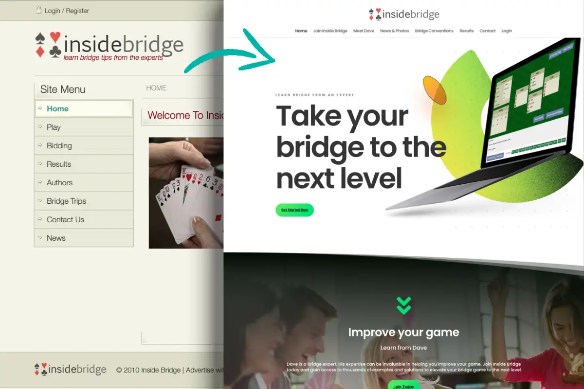 Website redesign before and after comparison